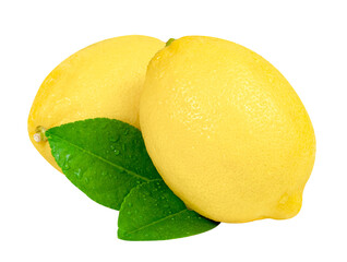 Poster - Lemon with leaf isolated