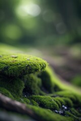 Wall Mural - close up mossy forest background