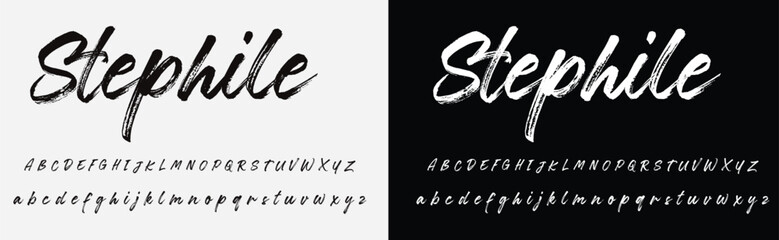 lettering signature font isolated on grey background. brus style alphabet. vector logo letters.