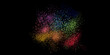 © Kainat  - Launched colorful powder on black background. Multi Colored powder splash cloud isolated. Abstract dust design for use as background. abstract powder slatted background. Paint Holi. top view.