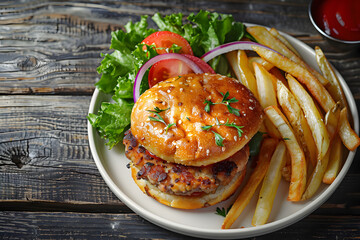 Poster - fried turkey burgers served with green salad