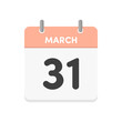 3月31日･MARCH 31st の日めくりカレンダーのアイコン - 3/31の行事や年度末･学年末のイメージ素材