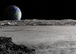 blue earth seen from the moon surface: Elements of this image are furnished by NASA