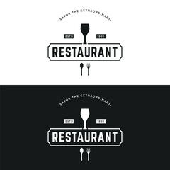 Wall Mural - Restaurant template logo vintage design with cutlery and cooking utensils.logo for business, label, badge.