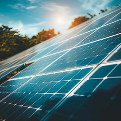 A captivating close-up shot of solar panels harnessing sunligh