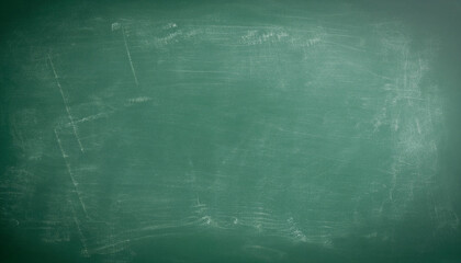 Wall Mural - Chalk rubbed out on green chalkboard background; empty copy space for inscription