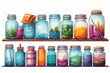 Watercolor collection set of bottles vector design