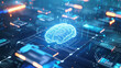 Human brain graphic symbolizing intelligence, technological background