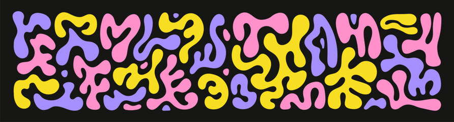 Aufkleber - Abstract set liquid organic shapes. Colorful wavy bubbles and drops in trendy y2k style. Vector illustration
