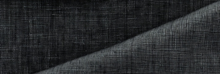 texture black linen on dark background, Natural silk linen fabric texture texture background. black canvas