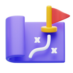 Aufkleber - 3D Strategy Visualization Navigating Paths To Succes. 3d illustration, 3d element, 3d rendering. 3d visualization isolated on a transparent background