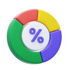 Aufkleber - 3D Pie Chart Visualizing Data With Precision And Clarity. 3d illustration, 3d element, 3d rendering. 3d visualization isolated on a transparent background