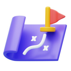 Aufkleber - 3D Strategy Visualization Navigating Paths To Succes. 3d illustration, 3d element, 3d rendering. 3d visualization isolated on a transparent background