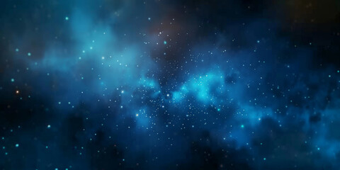 Wall Mural - blue watercolor space background with stars, milky way, nebula, galaxy, cosmos milky way, blue background banner