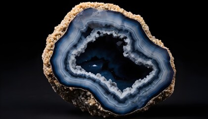  Single blue agate geode macro close-up