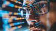 © john - Focused developer coder looking at programming code data cyber security digital tech reflecting in spectacles developing software program,