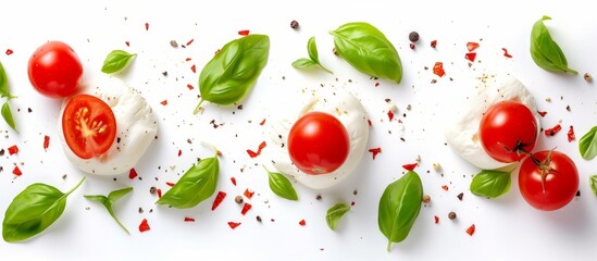 Wall Mural - Fresh mozzarella caprese salad with ripe tomatoes, basil leaves and balsamic glaze