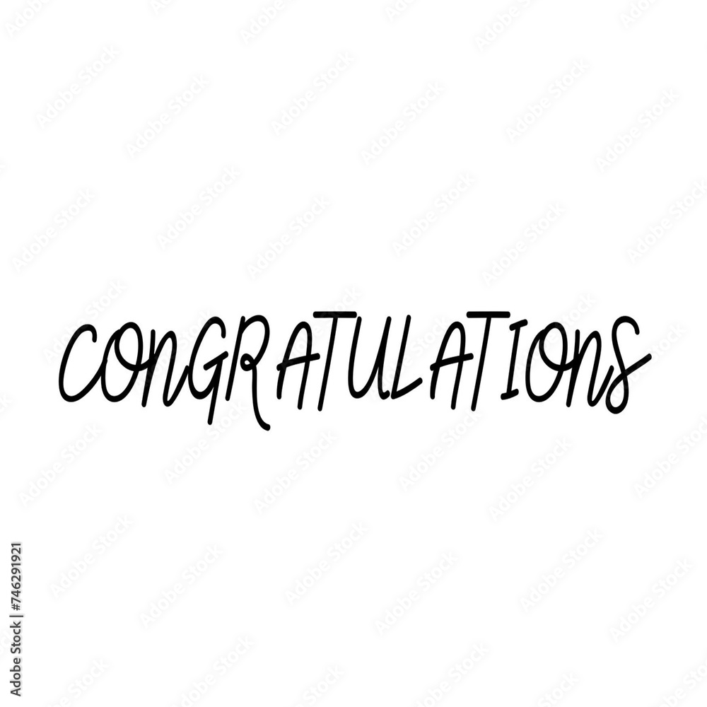 Hand drawn lettering black Congratulations on white background. Modern ...