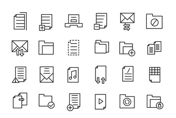 Document and files line icons. For website marketing simple line art style icons pack. Thin line web icon set.