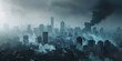  Futuristic Metropolis Shrouded in Mist and Industrial Haze Banner
