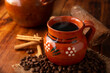 Mexican coffee with cinnamon and piloncillo known as Cafe de Olla.