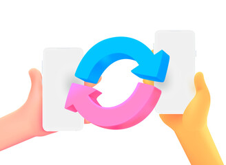 Poster - File transfer concept with arrows. Minimal style 3d vector illustration 