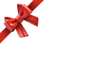 Aufkleber - Red ribbon with bow on the corner. Design trmplate. 3d vector illustration
