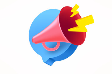 Poster - Speech bubble with loud speaker on white background. 3d vector illustration
