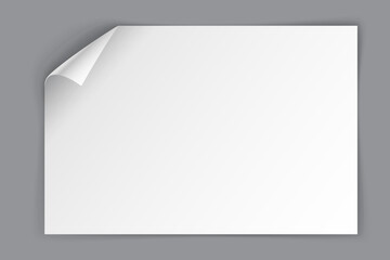 Aufkleber - White paper sheet with bending top left corner isolated on grey background. Vector illustration
