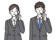 © 古永ユウカ - オペレーターの男性と女性のイラスト
