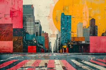 Abstract Cityscape with Retro Pop Art Inspiration