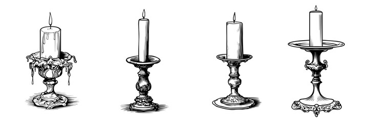 Wall Mural - Hand drawn vector illustration  sketch of candles