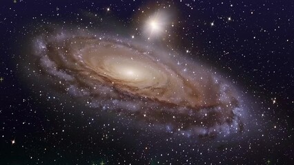 Wall Mural - panorama of distant planet system in space 3d. amazing space background. seamless looping overlay 4k