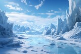 Fototapeta Do akwarium - Serene Iceberg Landscape Under Clear Blue Sky. 