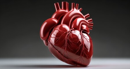 Canvas Print -  A vibrant, three-dimensional rendering of a human heart