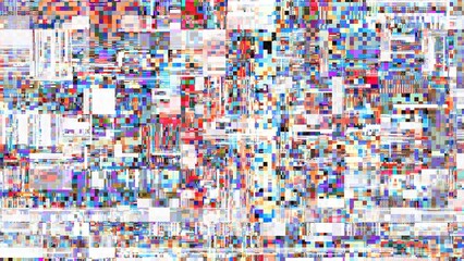 Poster - TV noise static effect, abstract glitch background. Fractal digital art pattern