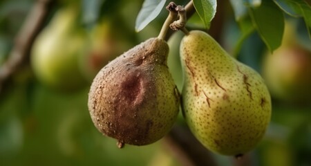 Canvas Print -  Fresh pears hanging from tree, ready for harvest