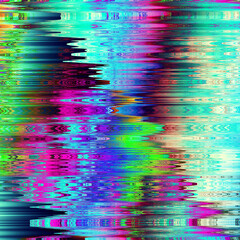 Poster - TV noise static effect, abstract glitch background. Fractal digital art pattern