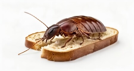 Poster -  Close-up of a cockroach on a piece of bread