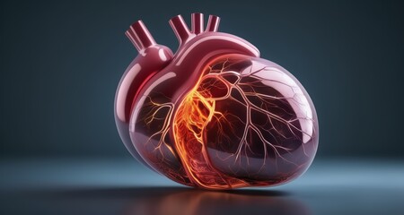 Canvas Print -  Vivid Heart Anatomy - 3D Rendering