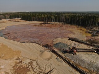 Canvas Print - Karst sinkhole in the potash fertilizer mining area.