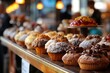 © pueb - Close-up of tempting assortment of freshly baked goods displayed in a stylish bakery showcase