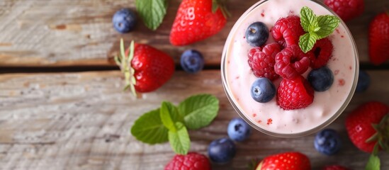 Sticker - Fresh and vibrant assorted berries and raspberries in a transparent glass