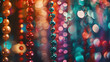 Celebrating in Color: Mardi Gras Beads with Vibrant Bokeh, generative AI