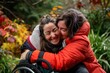 Heartwarming Hug Between Able-bodied and Disabled Women in Fall