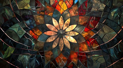 Sticker - fractal flower Stained Glass Window Design