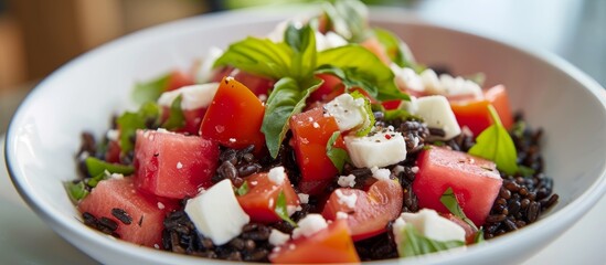 Canvas Print - Fresh and colorful salad bowl with healthy and delicious mix of vegetables and greens