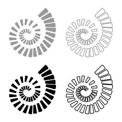 Wall Mural - Spiral staircase circular stairs set icon grey black color vector illustration image solid fill outline contour line thin flat style