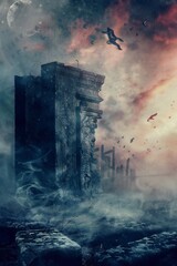 Wall Mural - Abstract artistic afterlife background Generative Ai 