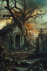 Wall Mural - Abstract artistic afterlife background Generative Ai 